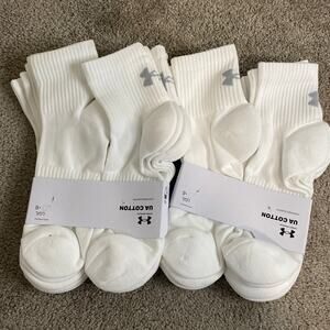 NWT Under Armour Cushioned Crew Socks White 2 Pack Bundle Size Large Athletic